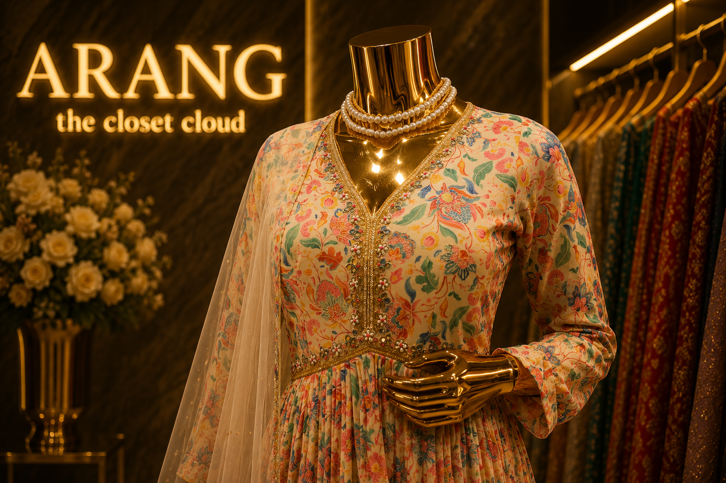 The Designer Pakistani Style Long Gown Ready To Wear Dress