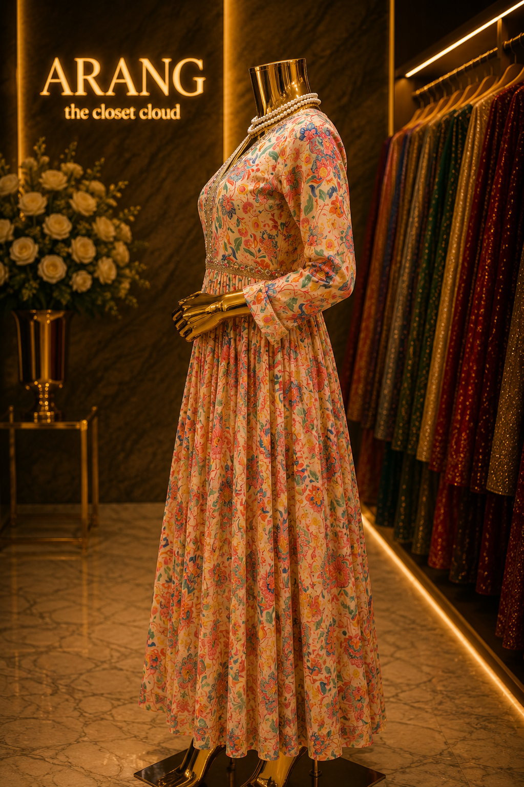 The Designer Pakistani Style Long Gown Ready To Wear Dress