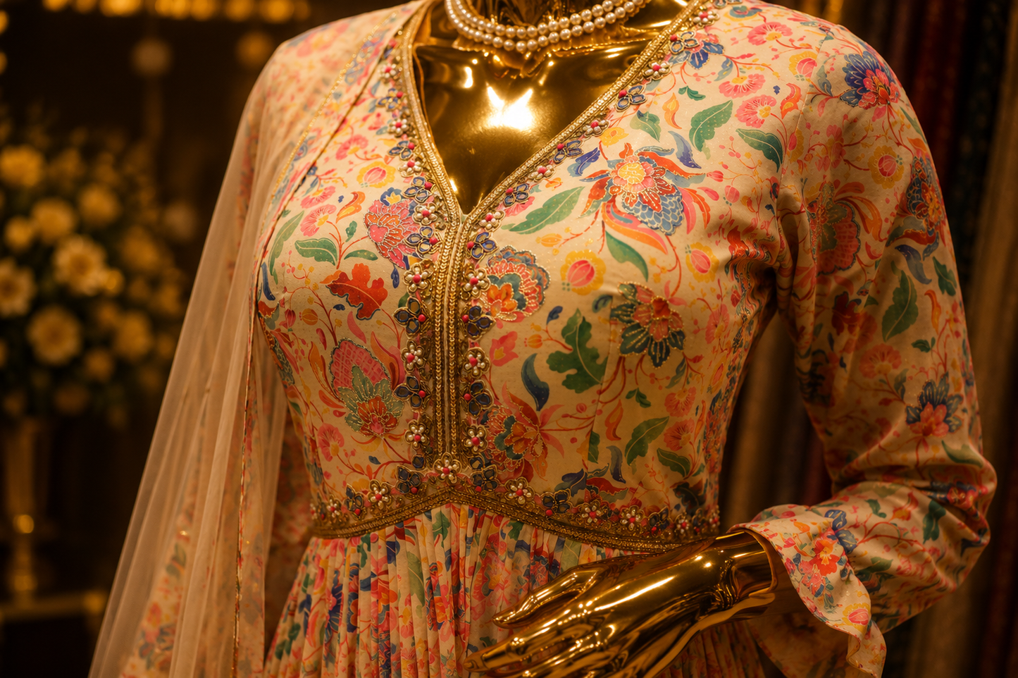The Designer Pakistani Style Long Gown Ready To Wear Dress