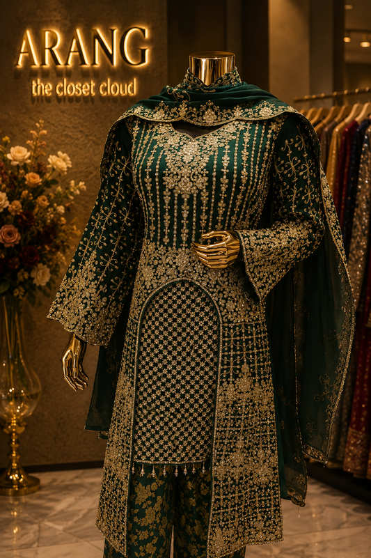 The Elegant Pakistani Pattern Designer Semi-Stitched Dress