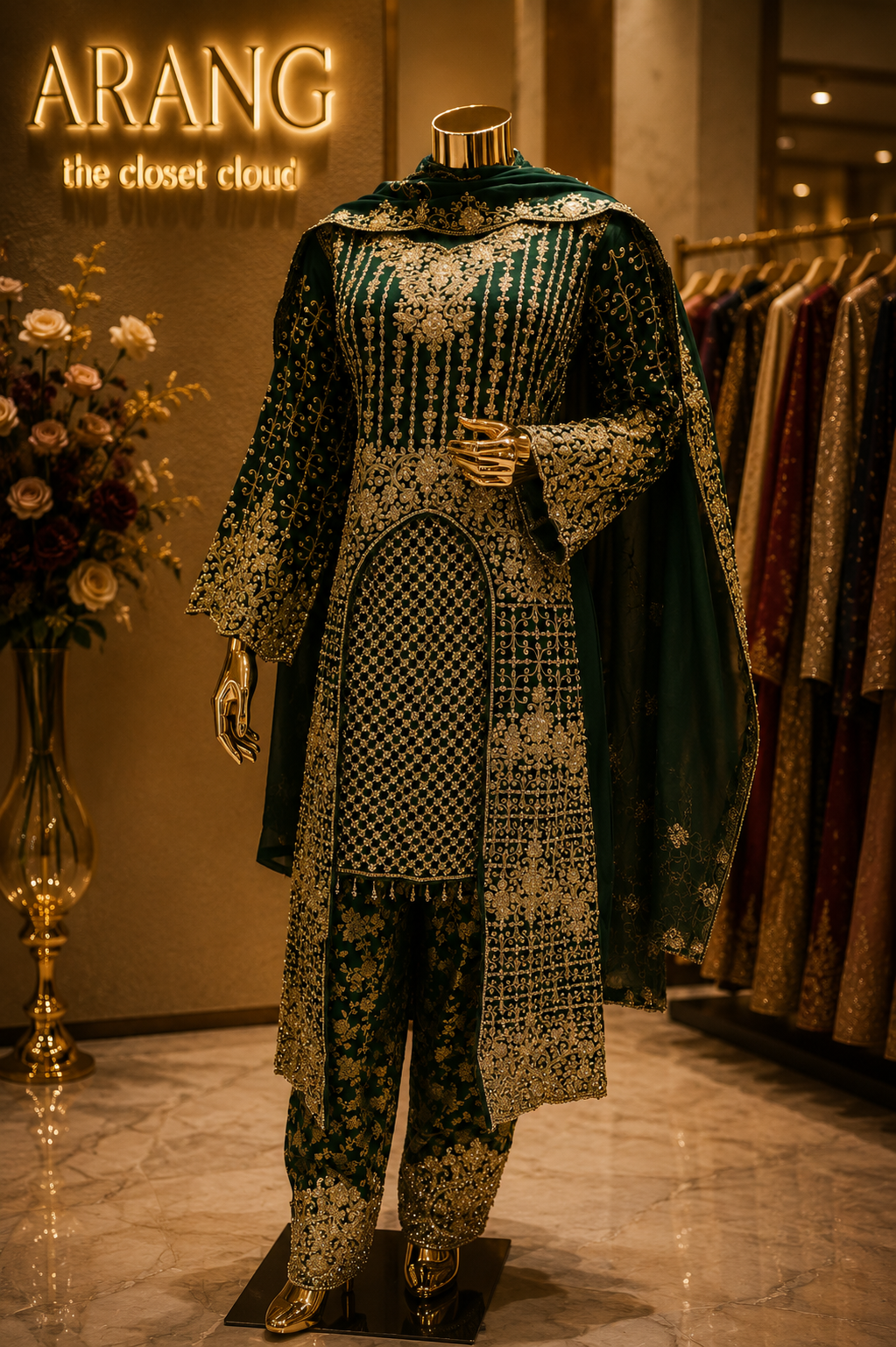 The Elegant Pakistani Pattern Designer Semi-Stitched Dress