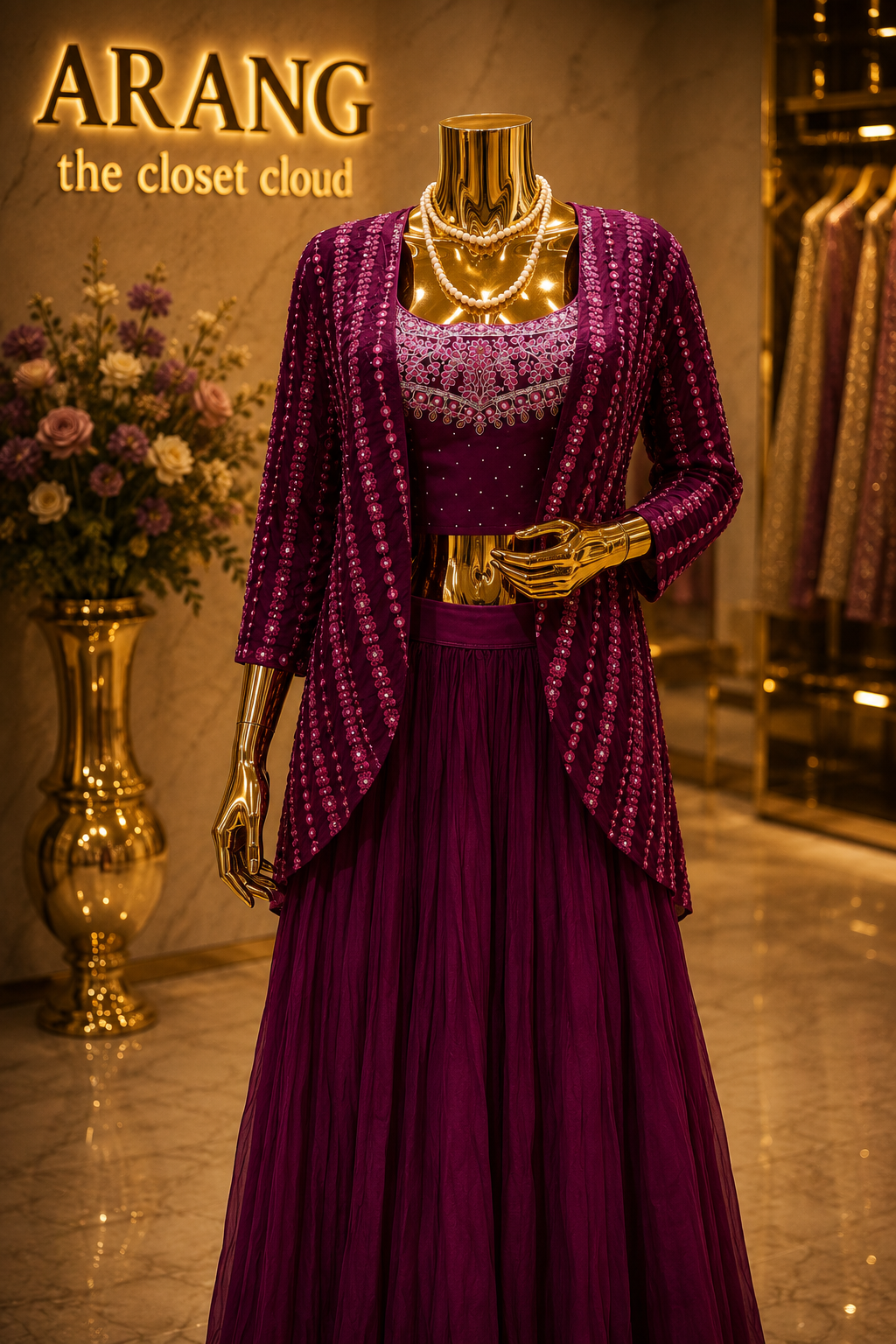 The Premium Designer Western Blouse With Koti Ready to Wear Sharara Dress