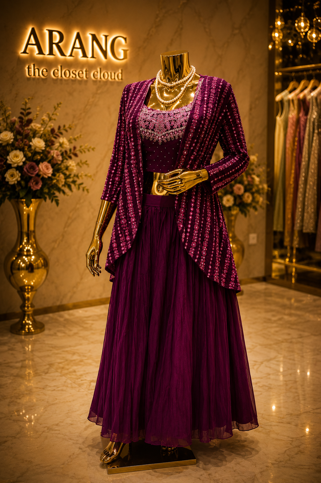 The Premium Designer Western Blouse With Koti Ready to Wear Sharara Dress