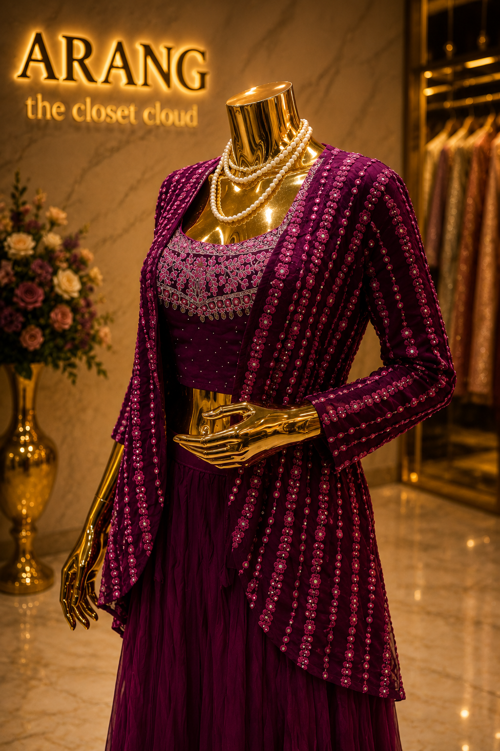 The Premium Designer Western Blouse With Koti Ready to Wear Sharara Dress