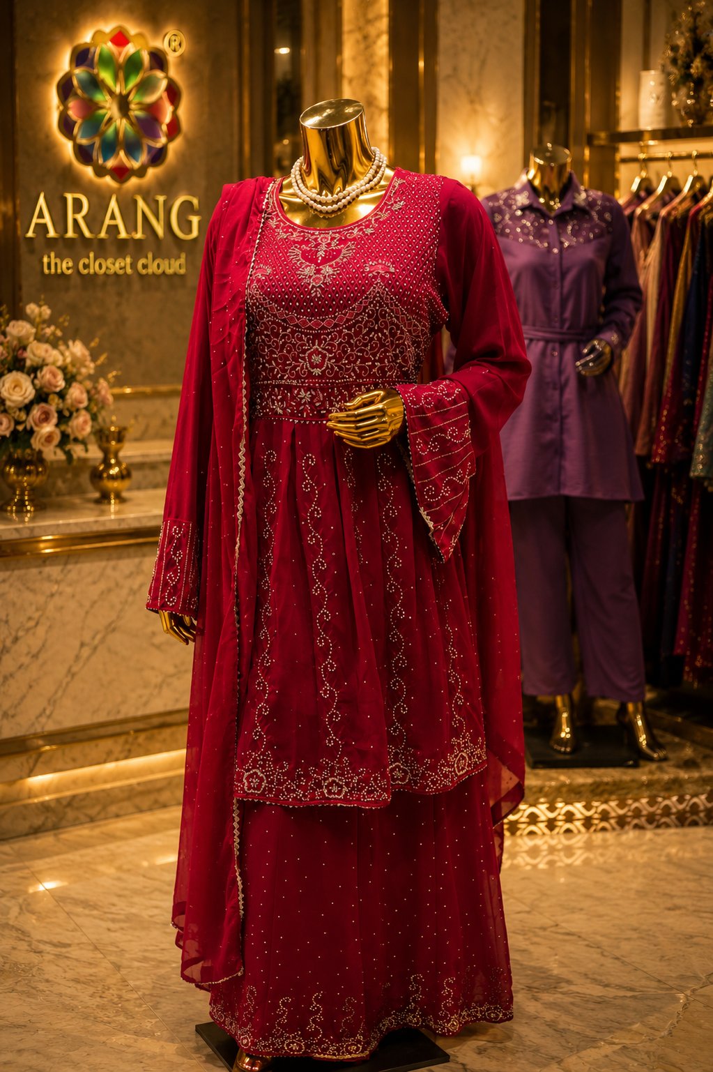 The Premium Designer Frock Style Ready to Wear Sharara Dress