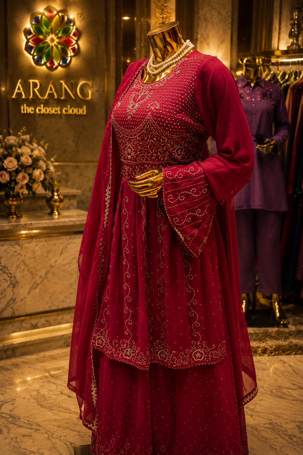 The Premium Designer Frock Style Ready to Wear Sharara Dress