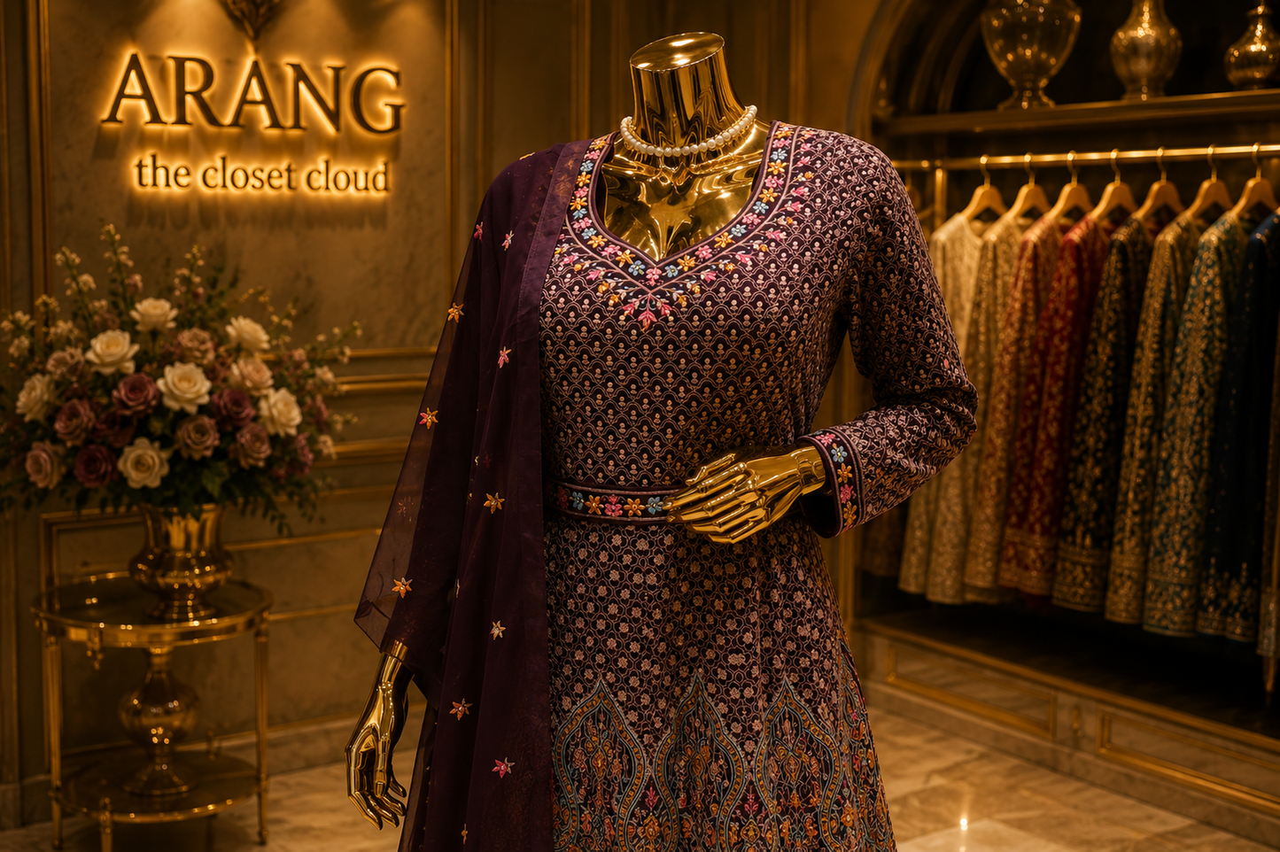 The Premium Designer Cutlam Frock Style Ready to Wear Sharara Dress
