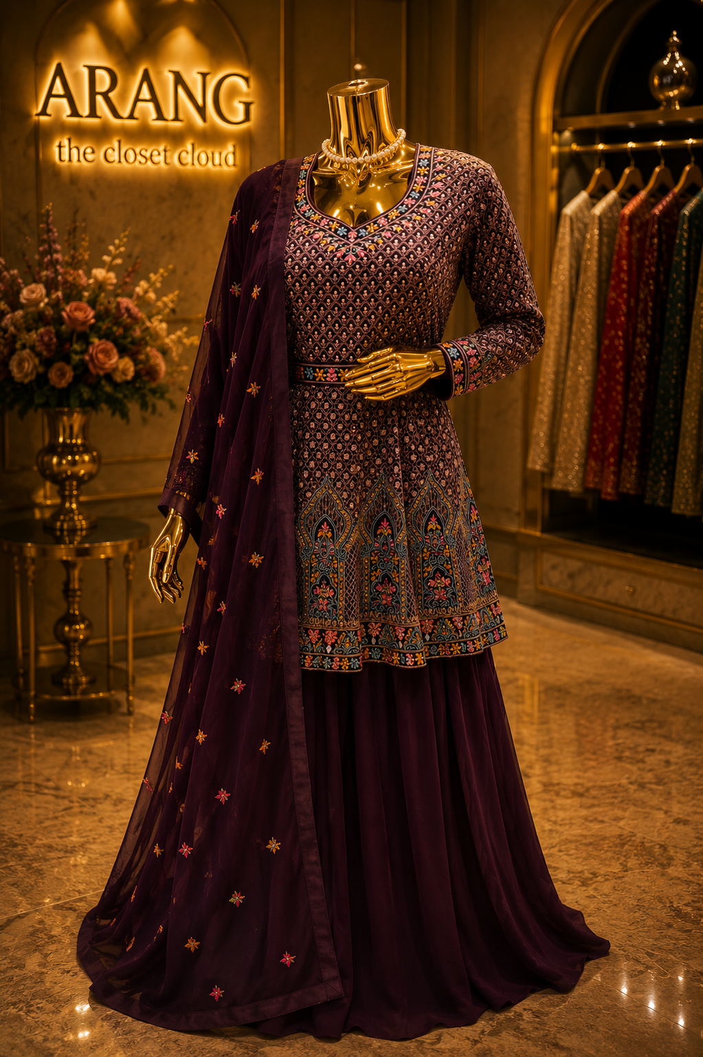 The Premium Designer Cutlam Frock Style Ready to Wear Sharara Dress