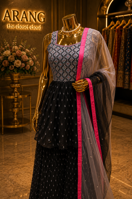 The Premium Designer Cutlam Straight Style Ready to Wear Sharara Dress