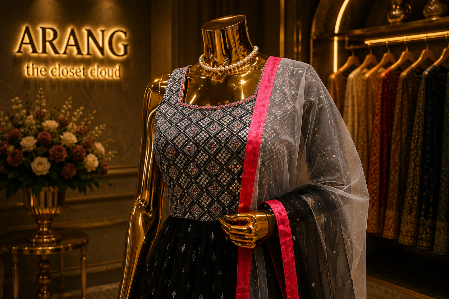 The Premium Designer Cutlam Straight Style Ready to Wear Sharara Dress