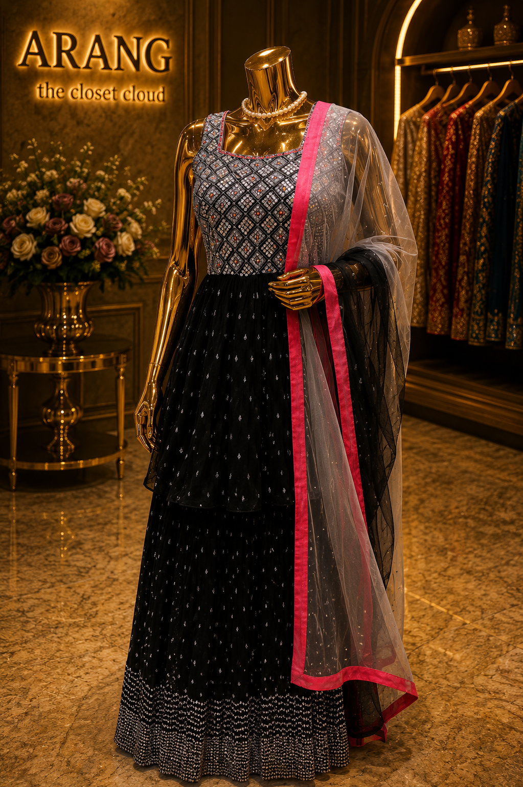 The Premium Designer Cutlam Straight Style Ready to Wear Sharara Dress
