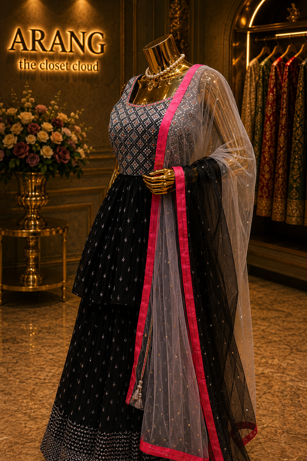 The Premium Designer Cutlam Straight Style Ready to Wear Sharara Dress
