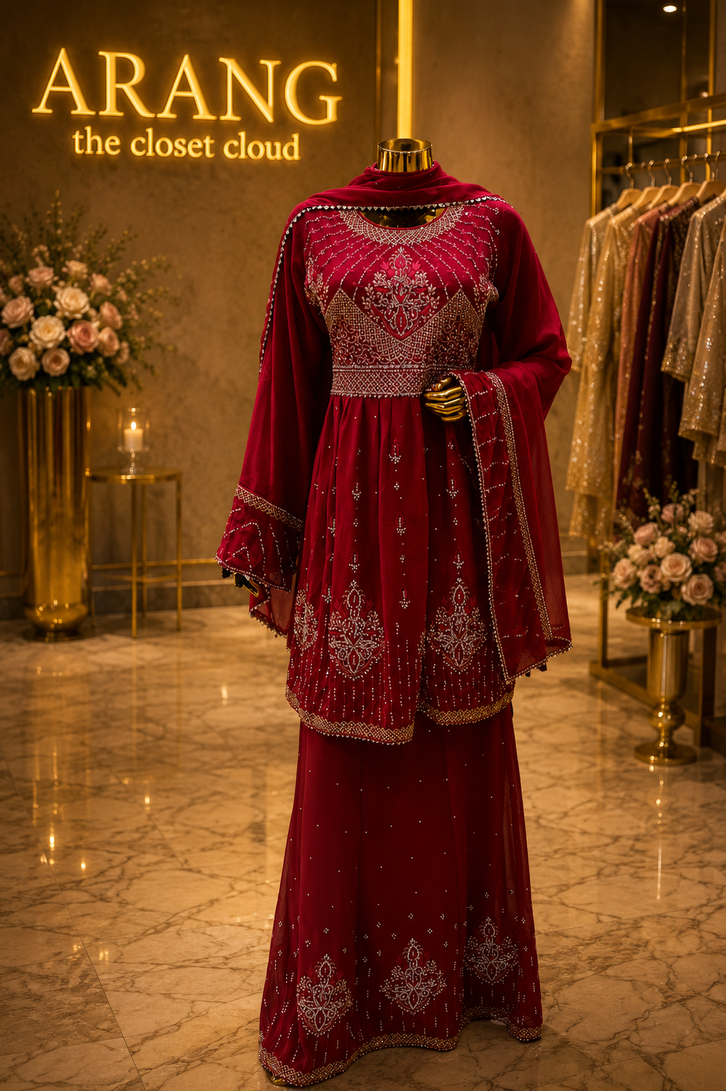 The Premium Designer Frock Style Ready to Wear Sharara Dress