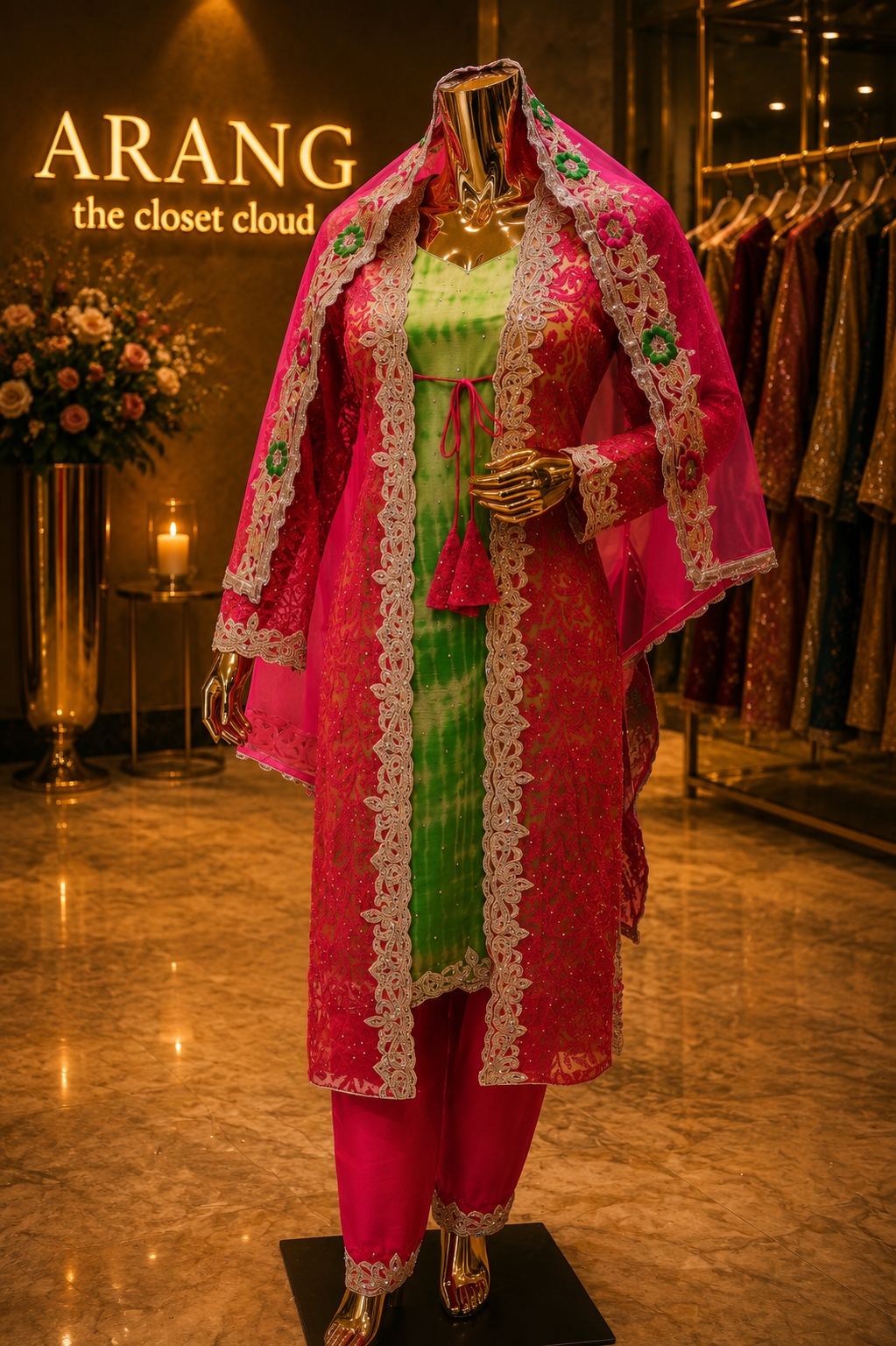 The Elegant Designer Luxury Long Shirt With Koti Style Ready to Wear Dress