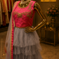 The Premium Designer Pink & Gray Tiered Tulle Ethnic Gown Style Ready To Wear Dress
