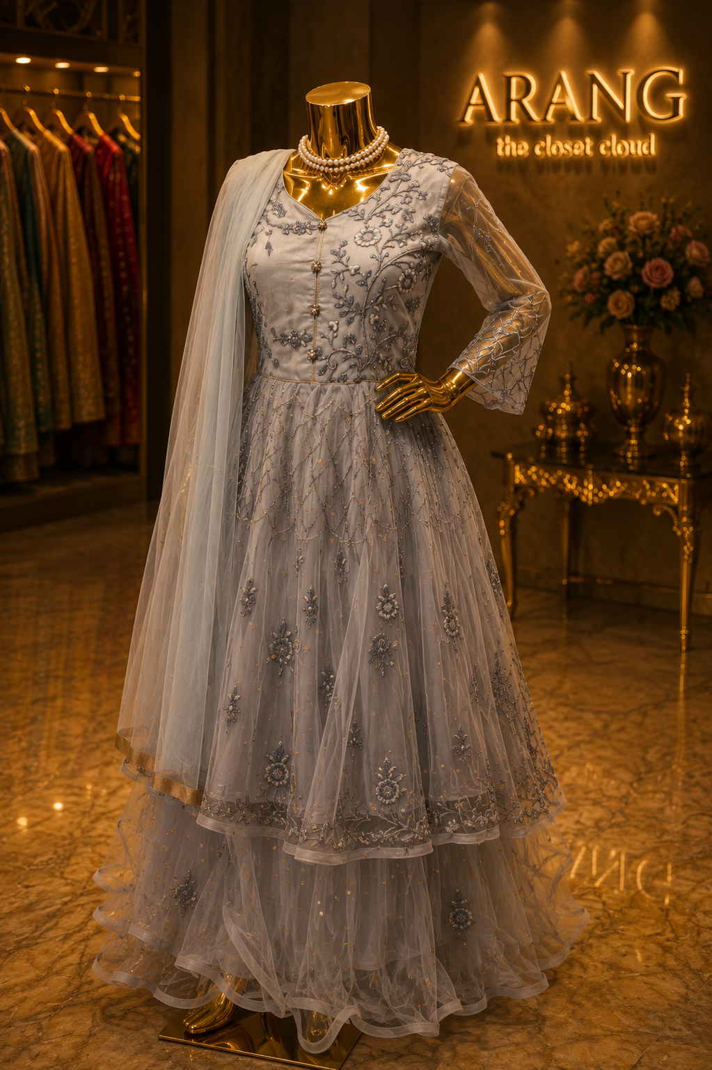 The Premium Designer Long Frock Style Ready To Wear Dress