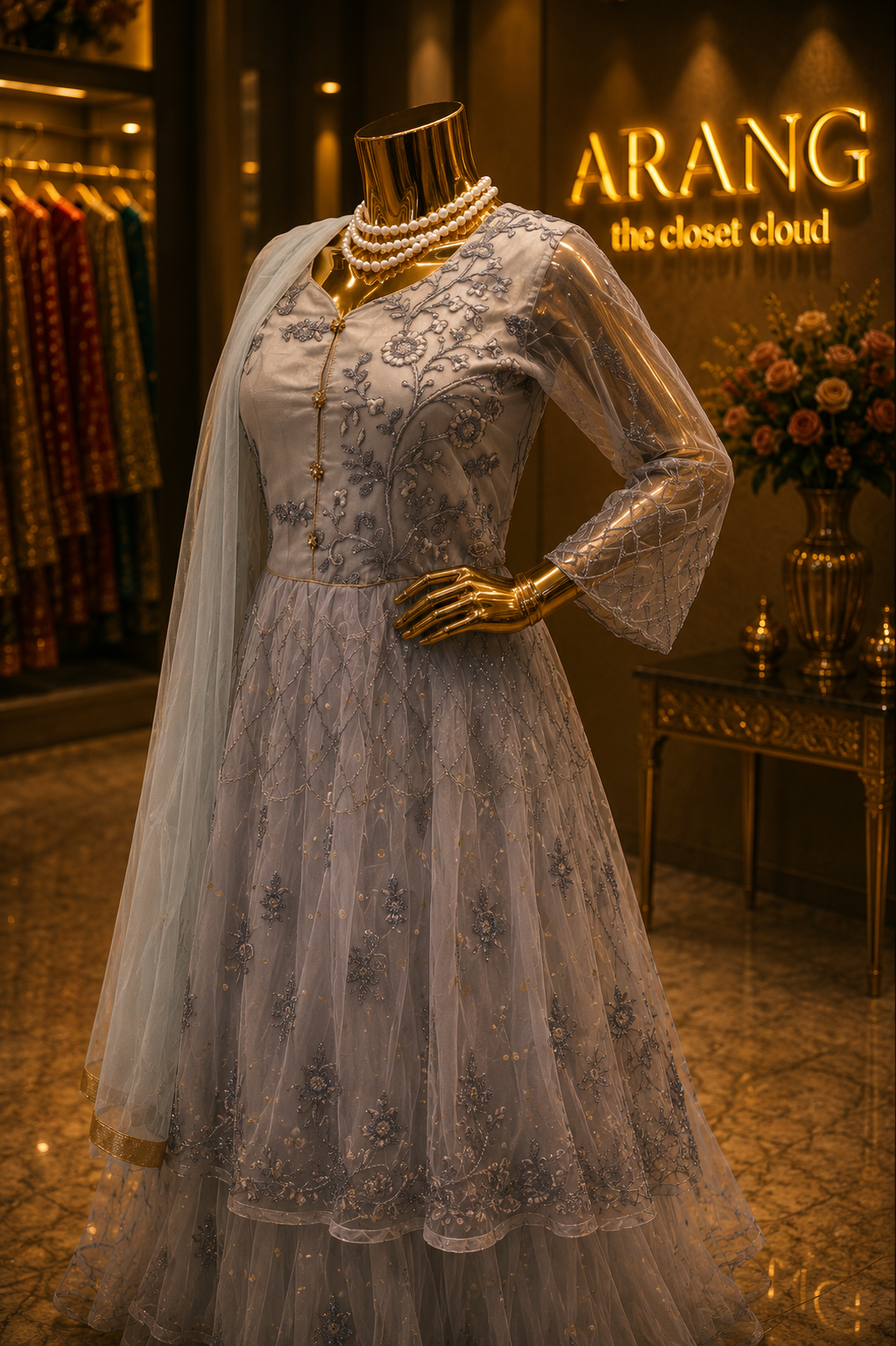 The Premium Designer Long Frock Style Ready To Wear Dress