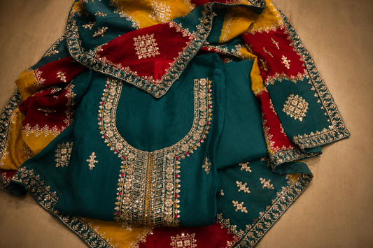 The Premium Designer Elegant Dress Material Suit With Heavy Dupatta