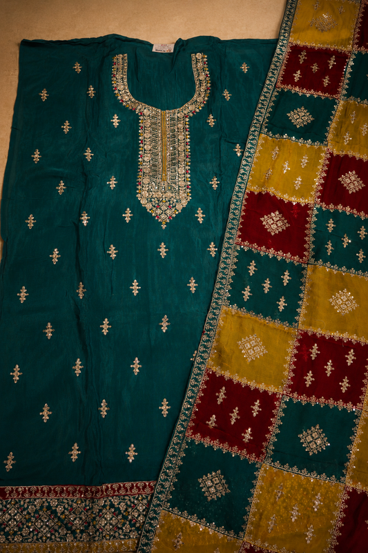 The Premium Designer Elegant Dress Material Suit With Heavy Dupatta