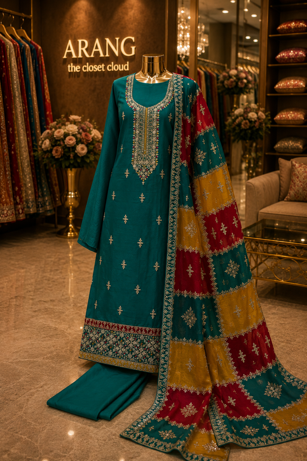 The Premium Designer Elegant Dress Material Suit With Heavy Dupatta