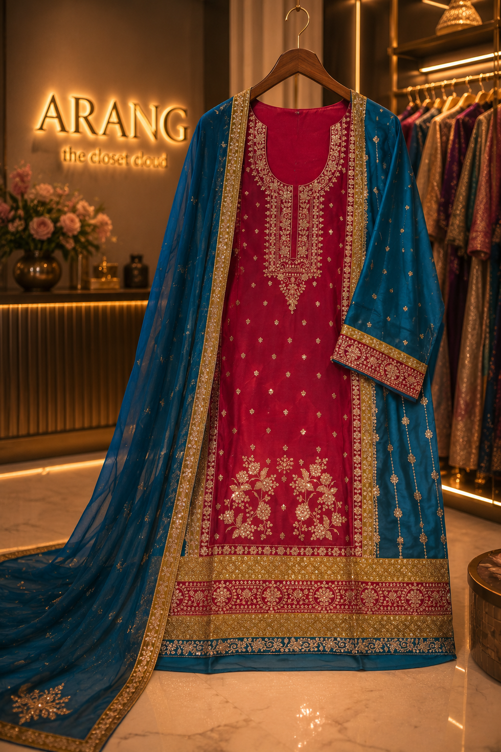The Premium Designer Double Color Style Dress Material Suit