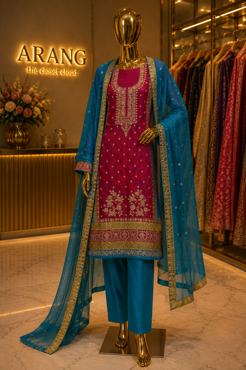 The Premium Designer Double Color Style Dress Material Suit