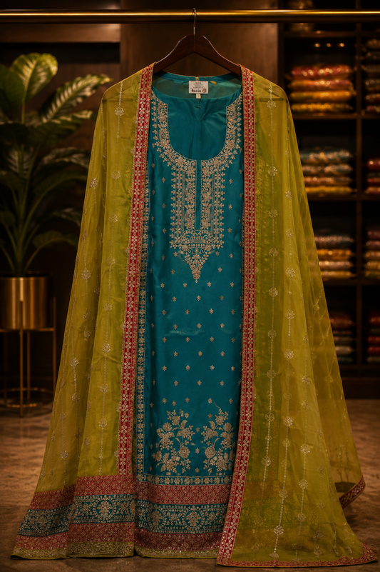 The Premium Designer Double Color Style Dress Material Suit