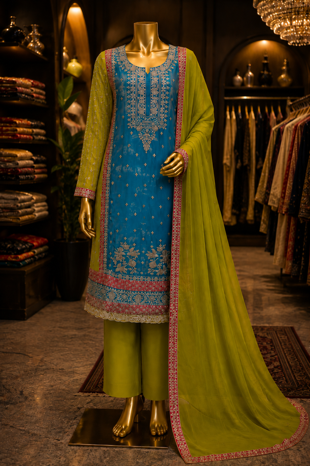 The Premium Designer Double Color Style Dress Material Suit