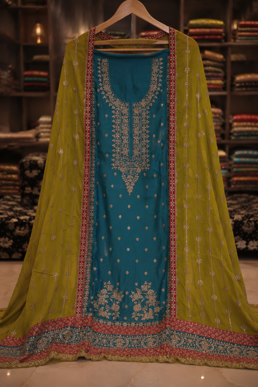 The Premium Designer Double Color Style Dress Material Suit