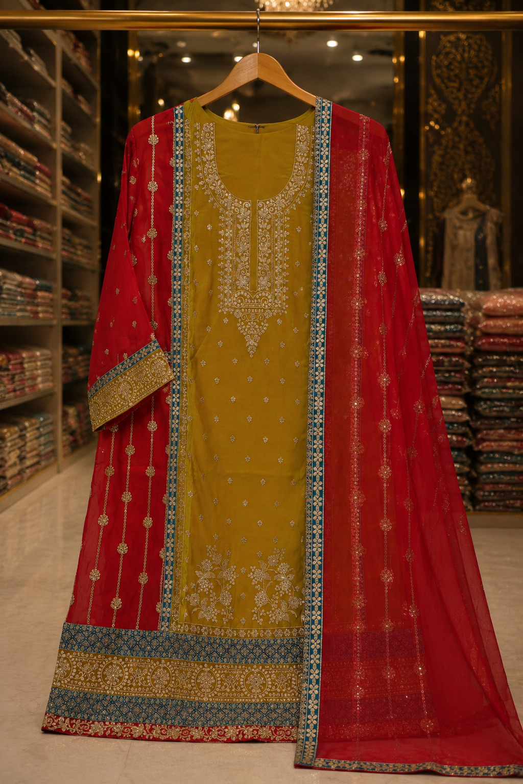 The Premium Designer Double Color Style Dress Material Suit