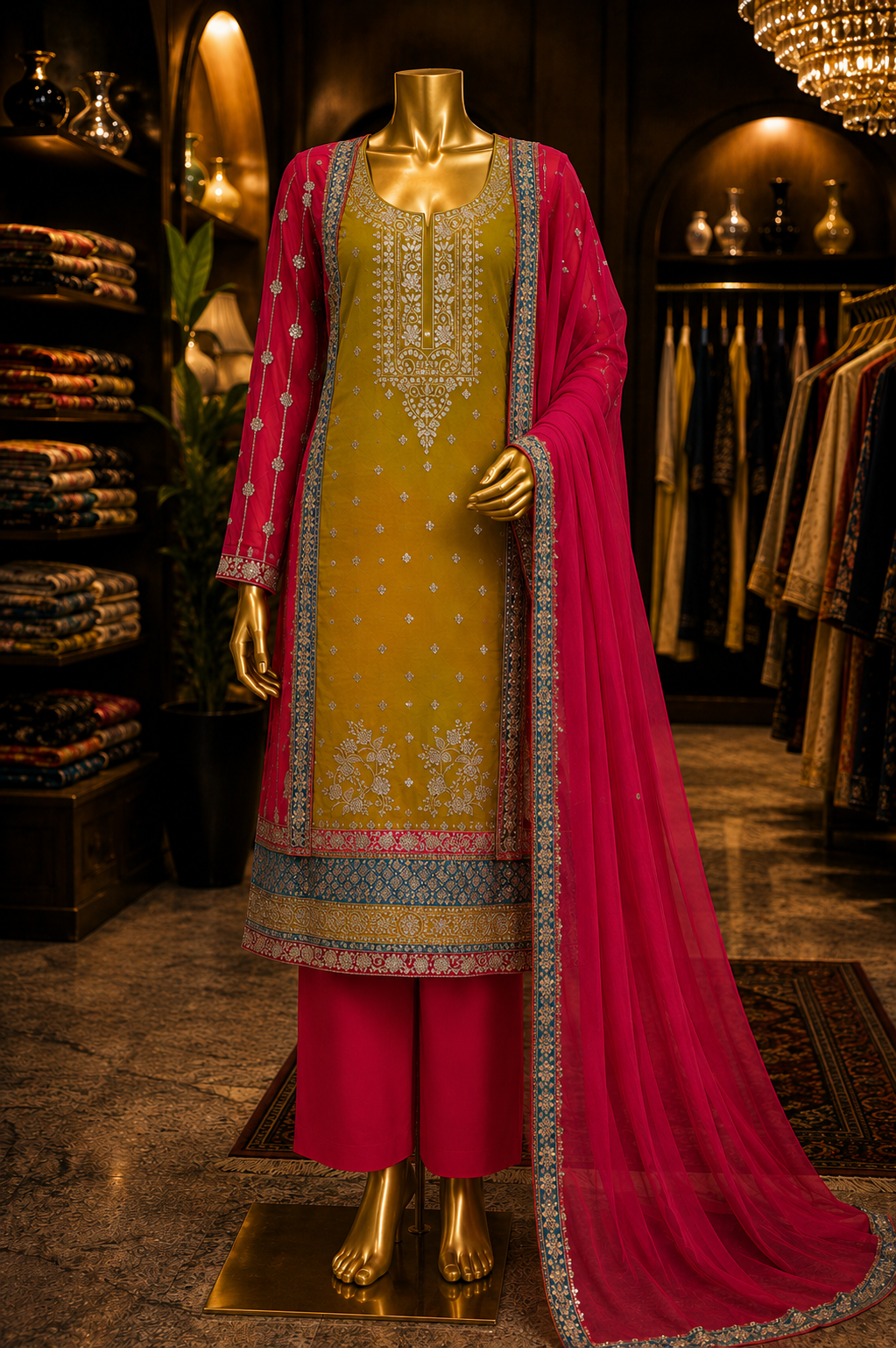 The Premium Designer Double Color Style Dress Material Suit