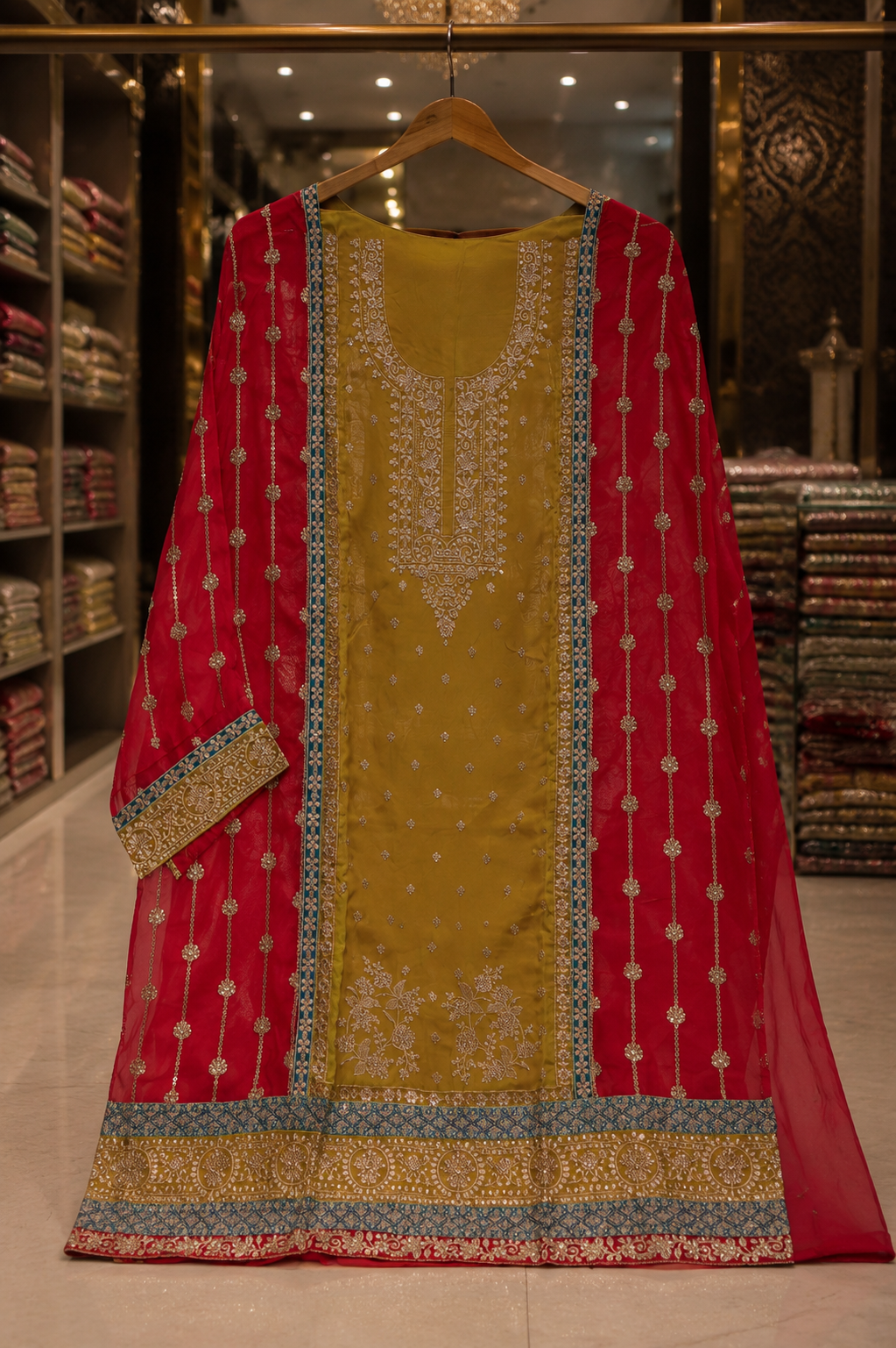 The Premium Designer Double Color Style Dress Material Suit
