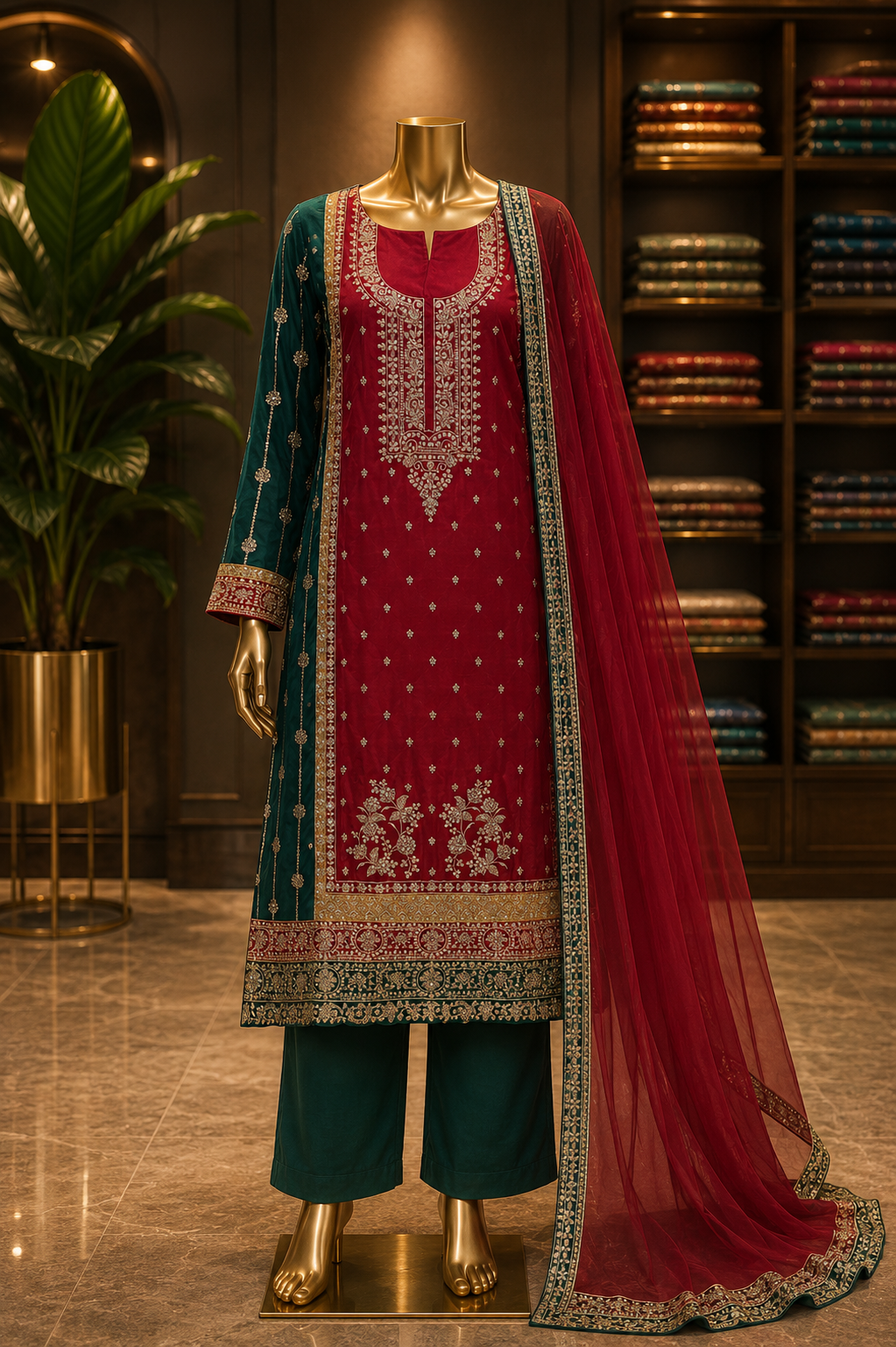 The Premium Designer Double Color Style Dress Material Suit