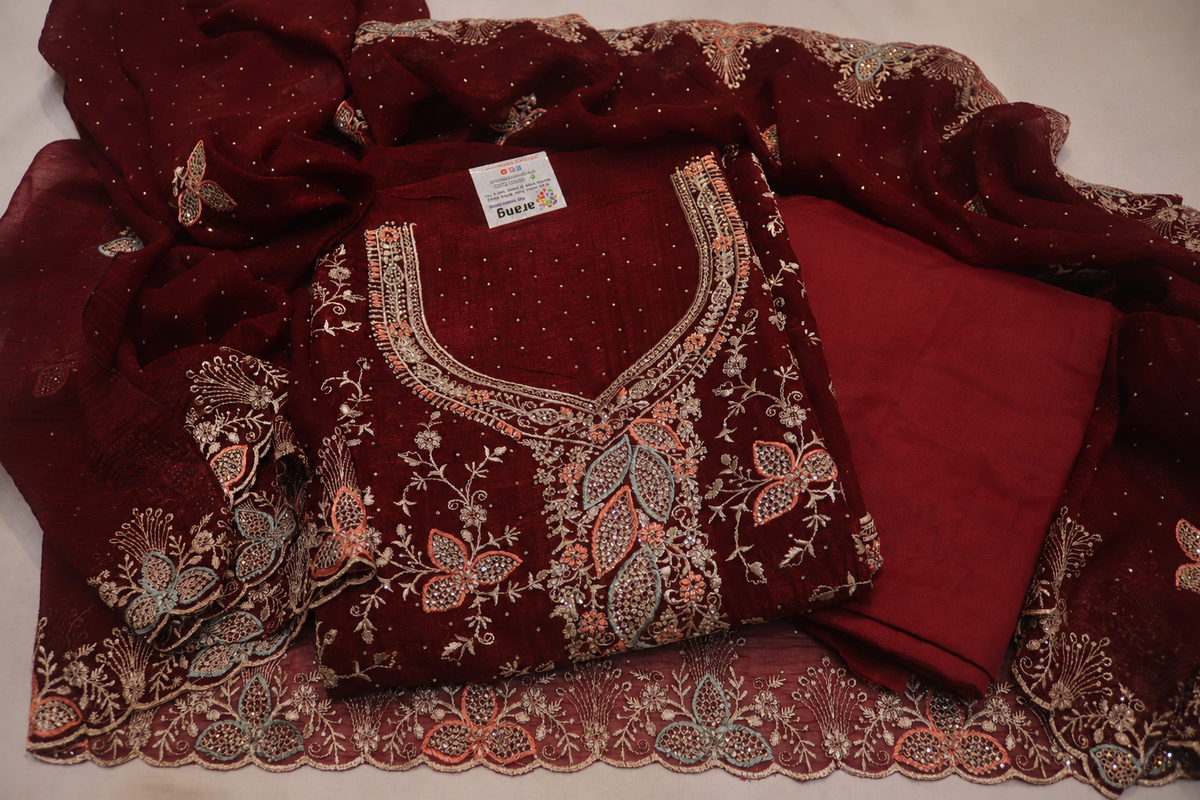 "The Designer Wedding Wear Dress Material Suit