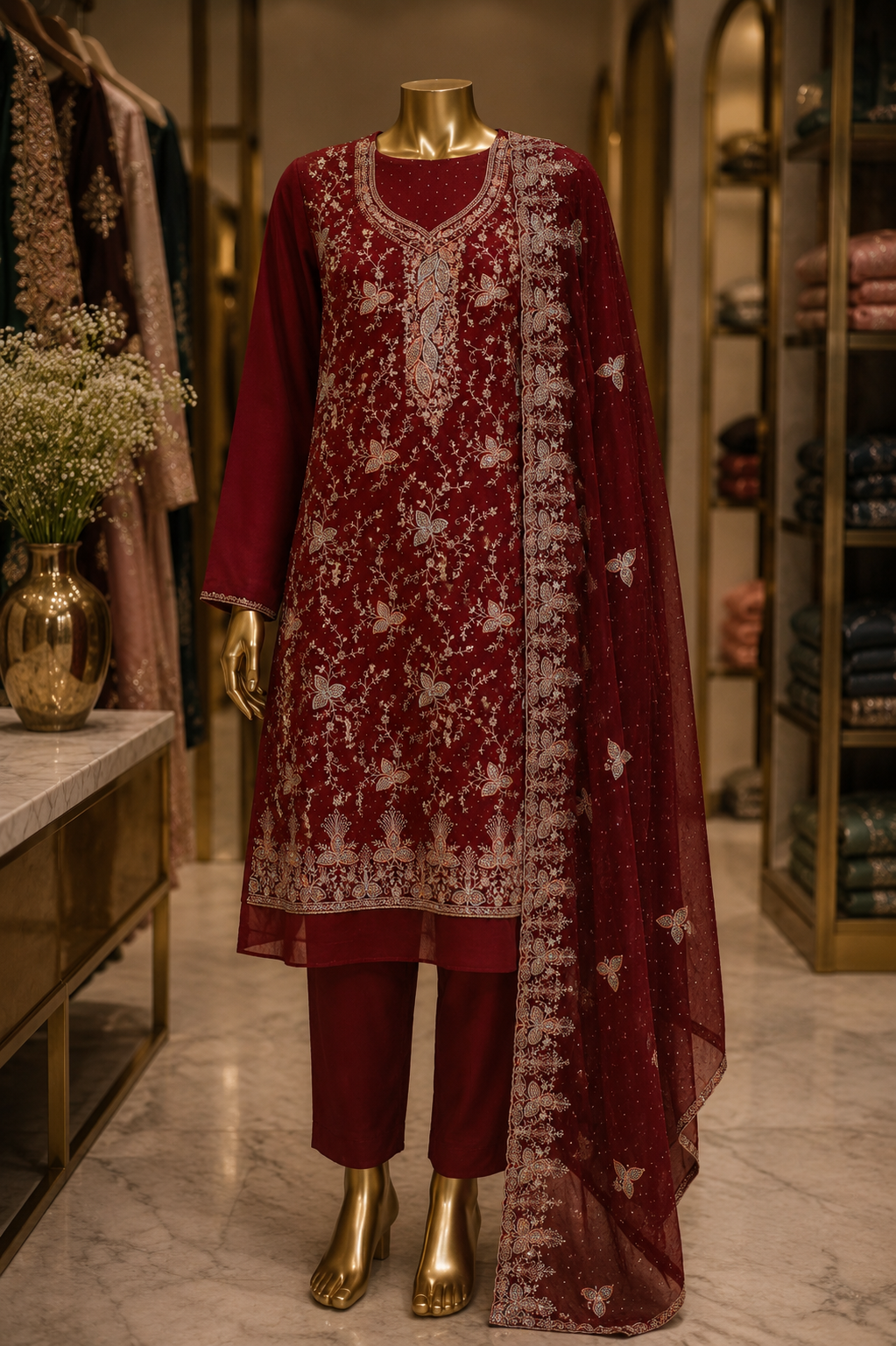 "The Designer Wedding Wear Dress Material Suit