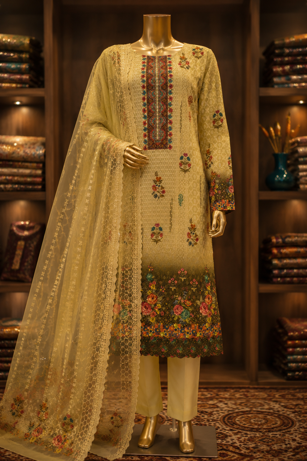 The Premium Pakistani Double Shade Dress Material Suit