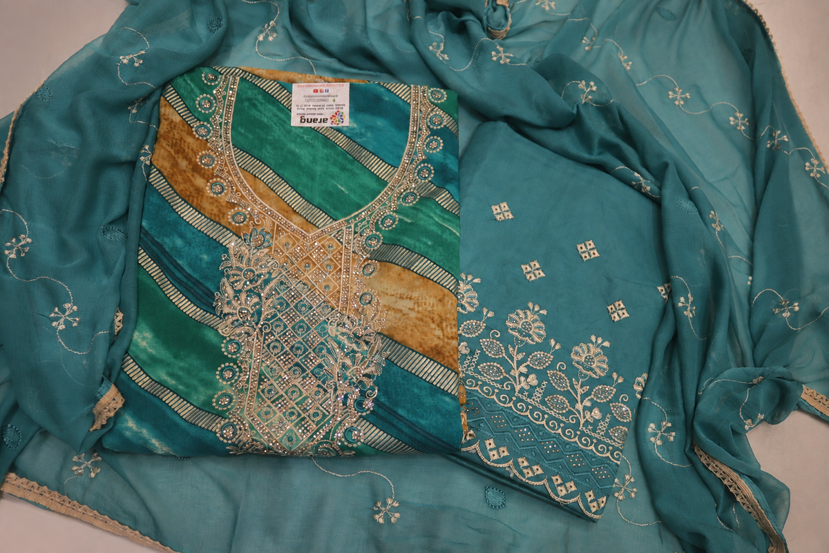 The Designer Multi Color Style Dress Material Suit