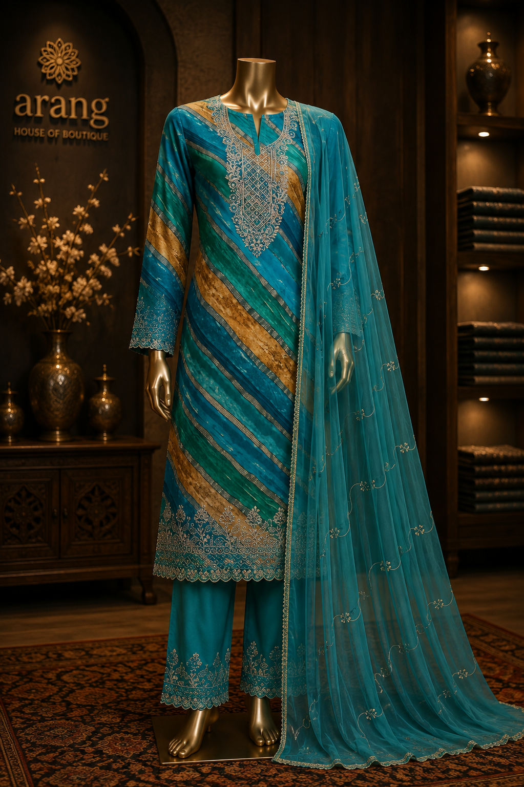 The Designer Multi Color Style Dress Material Suit