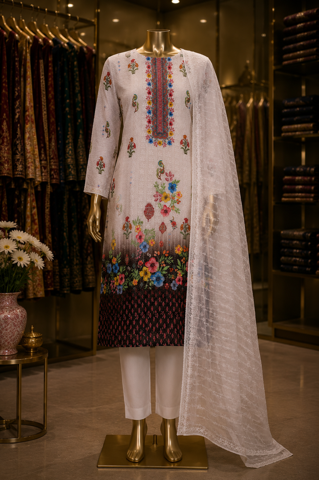 The Premium Pakistani Double Shade Dress Material Suit