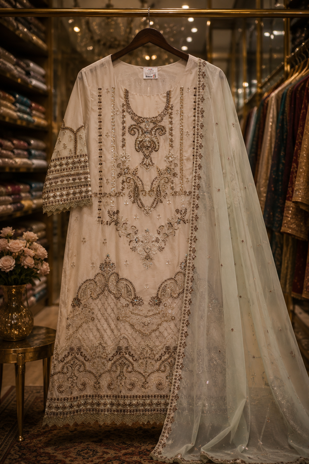 "The Designer Pakistani Wear Contrast Dupatta Dress Material Suit