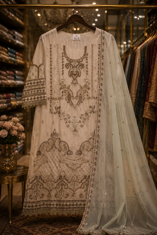 "The Designer Pakistani Wear Contrast Dupatta Dress Material Suit