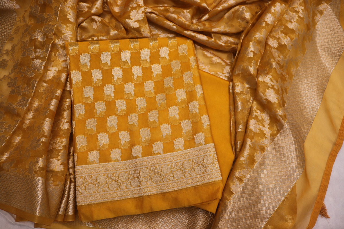 The Premium Designer Banarasi Organza Silk Dress Material Suit