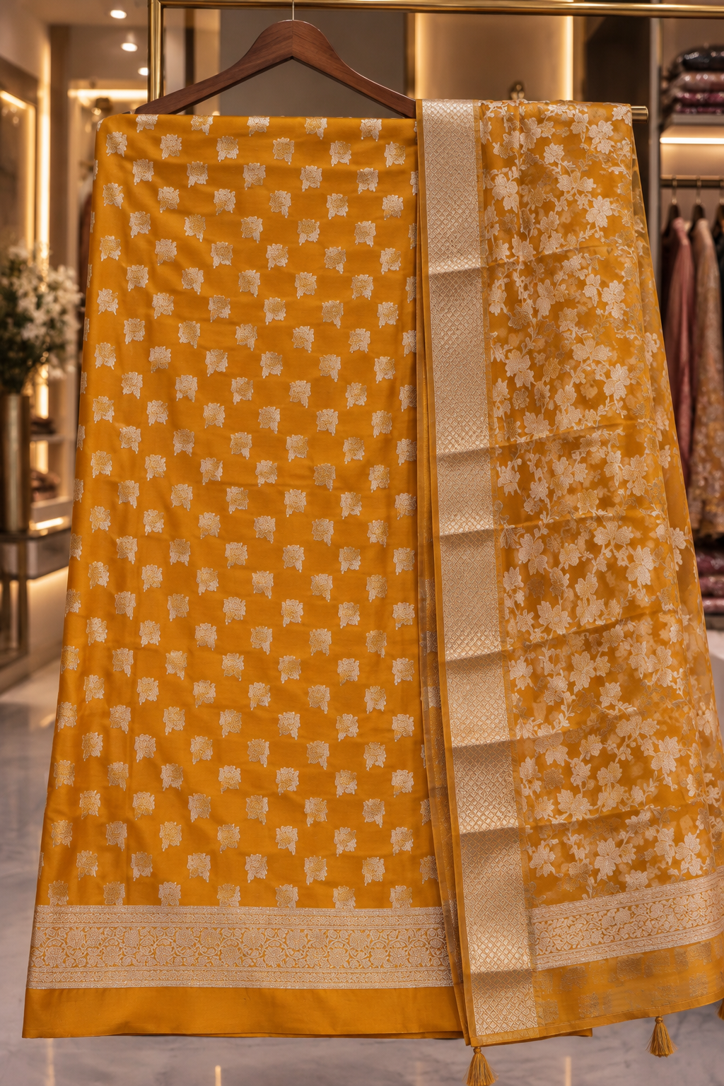 The Premium Designer Banarasi Organza Silk Dress Material Suit