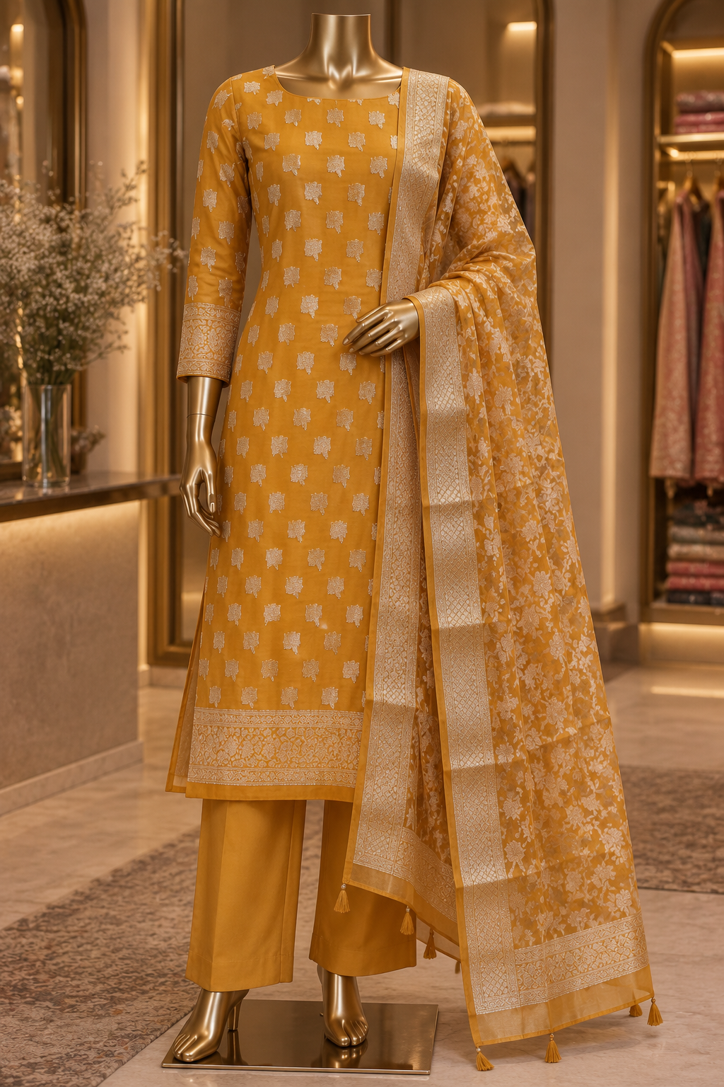 The Premium Designer Banarasi Organza Silk Dress Material Suit