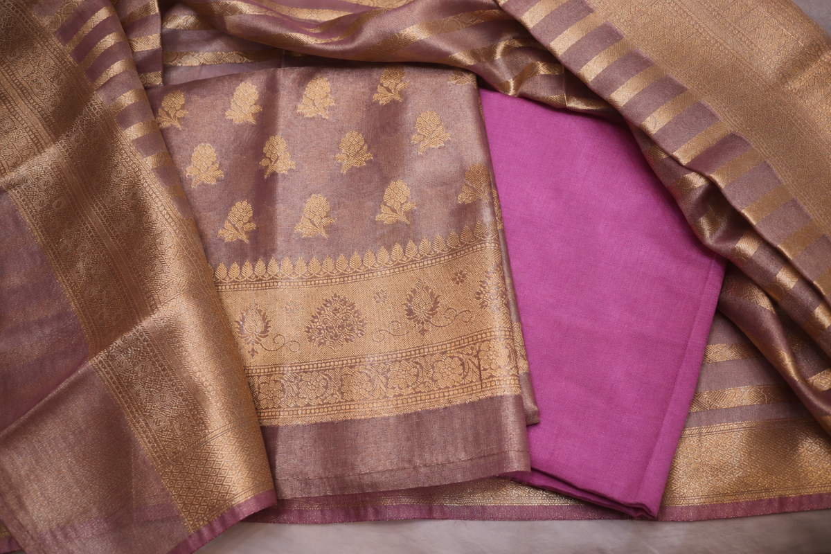The Premium Designer Banarasi Tissue Silk Dress Material Suit