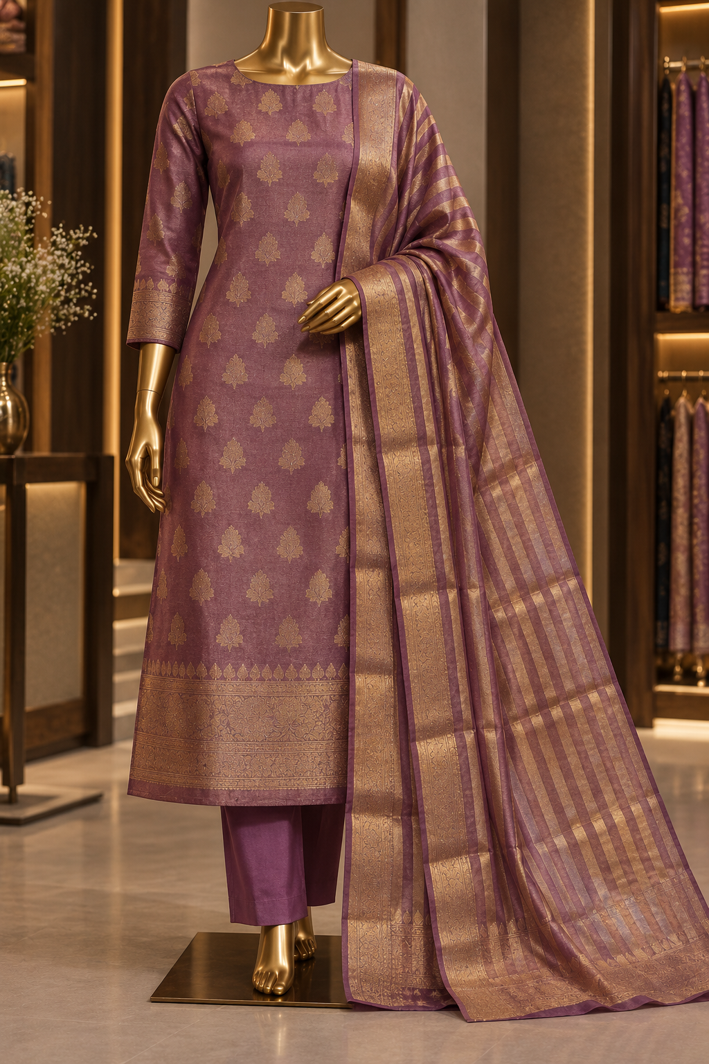 The Premium Designer Banarasi Tissue Silk Dress Material Suit