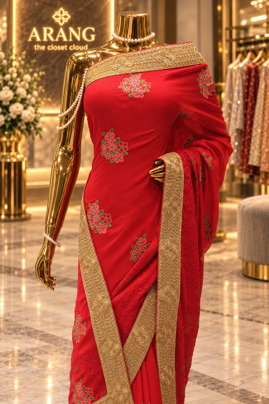 "The Pure Red" Premium Designer Saree