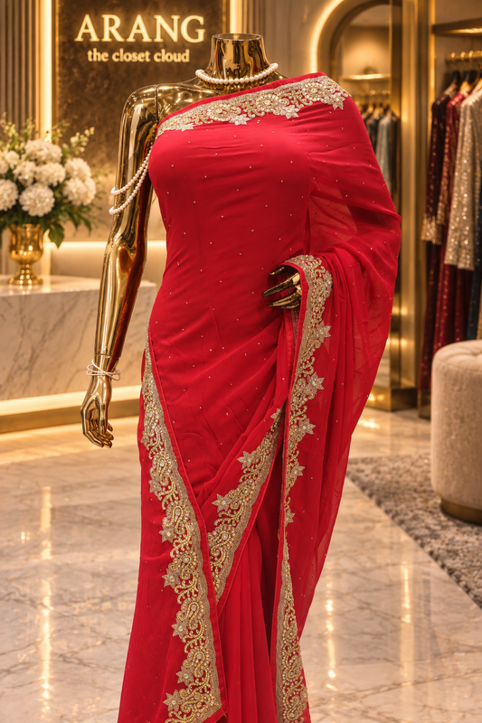 "The Persian Red" Premium Designer Saree