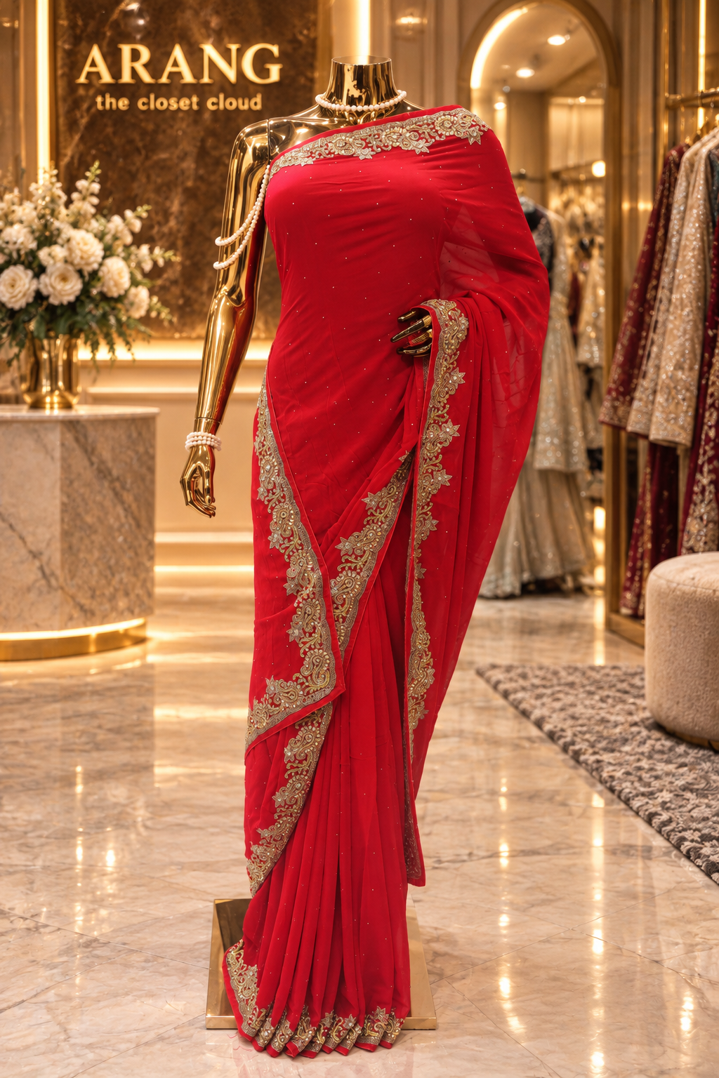 "The Persian Red" Premium Designer Saree