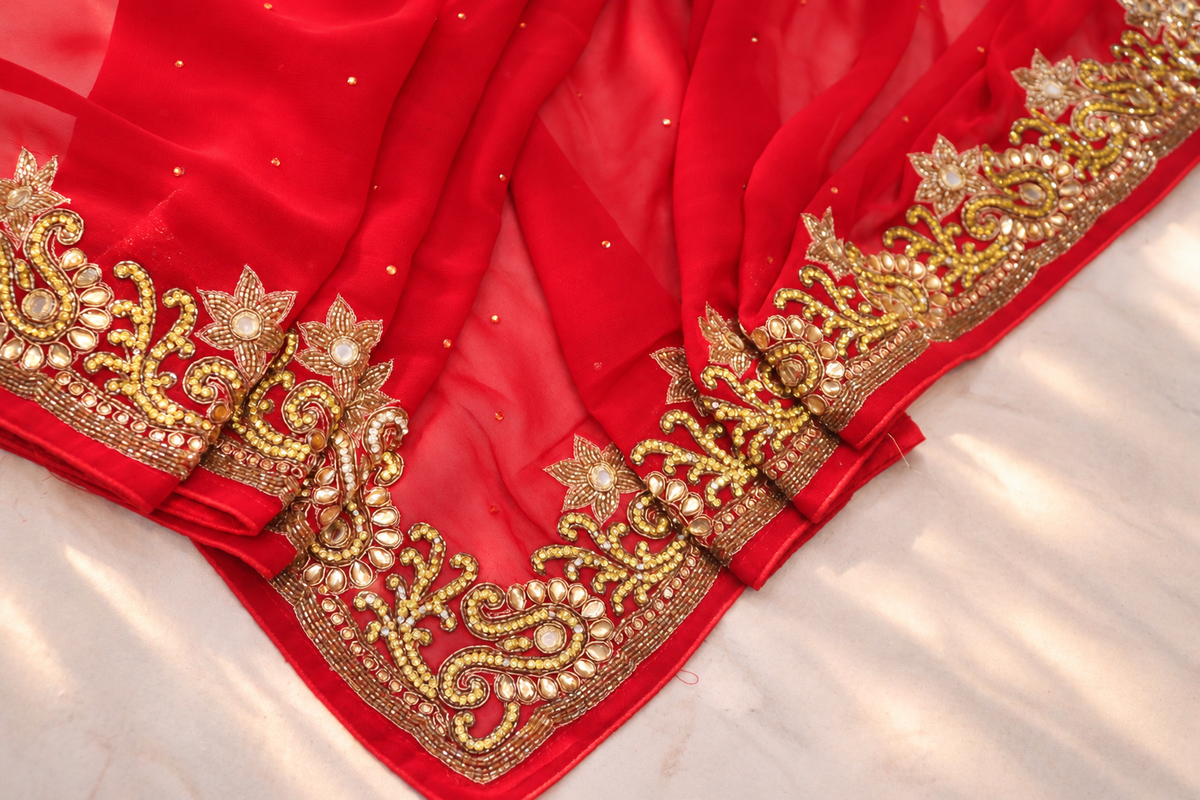 "The Persian Red" Premium Designer Saree